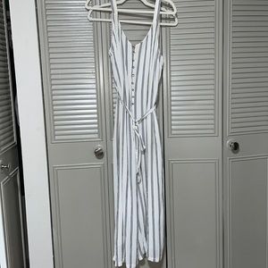 AE White and grey striped jumpsuit